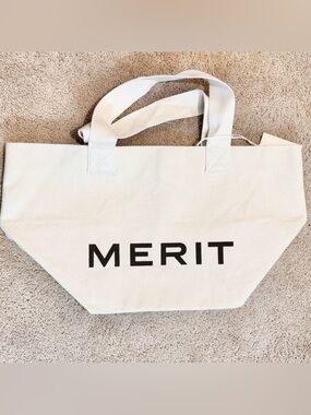 Merit Beauty THE EVERYTHING BAG Canvas Tote MakeUp LIMITED EDITION XL NEW w/ Tag